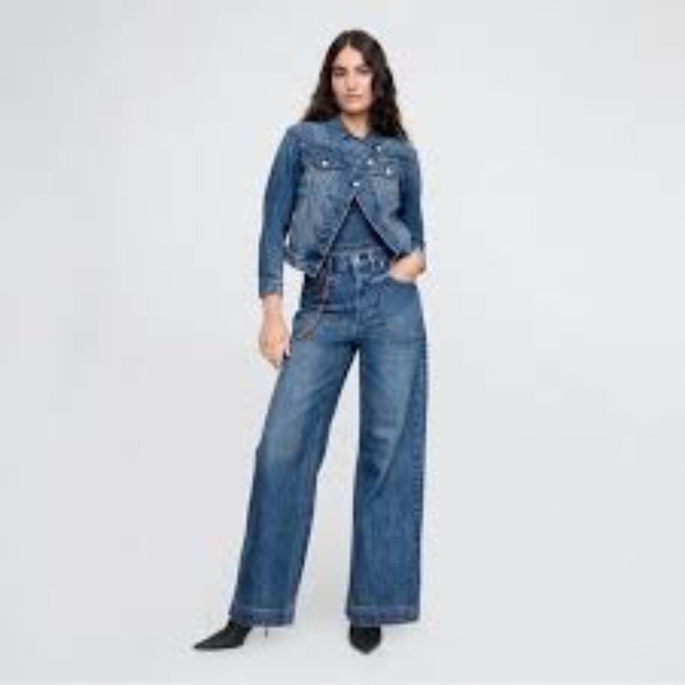 NWT: Gap × Cult Gaia High Rise Wide Leg Chain Jeans - Picture 3 of 9